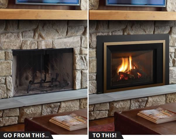 Regency Gas Fireplace Insert Before and After